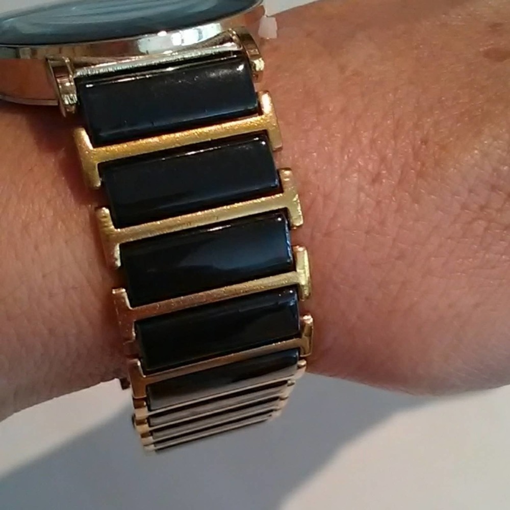 Black and Gold Watch with Crystals - Picture 3 of 7